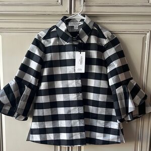 Sara Campbell Black and White Checkered Blouse